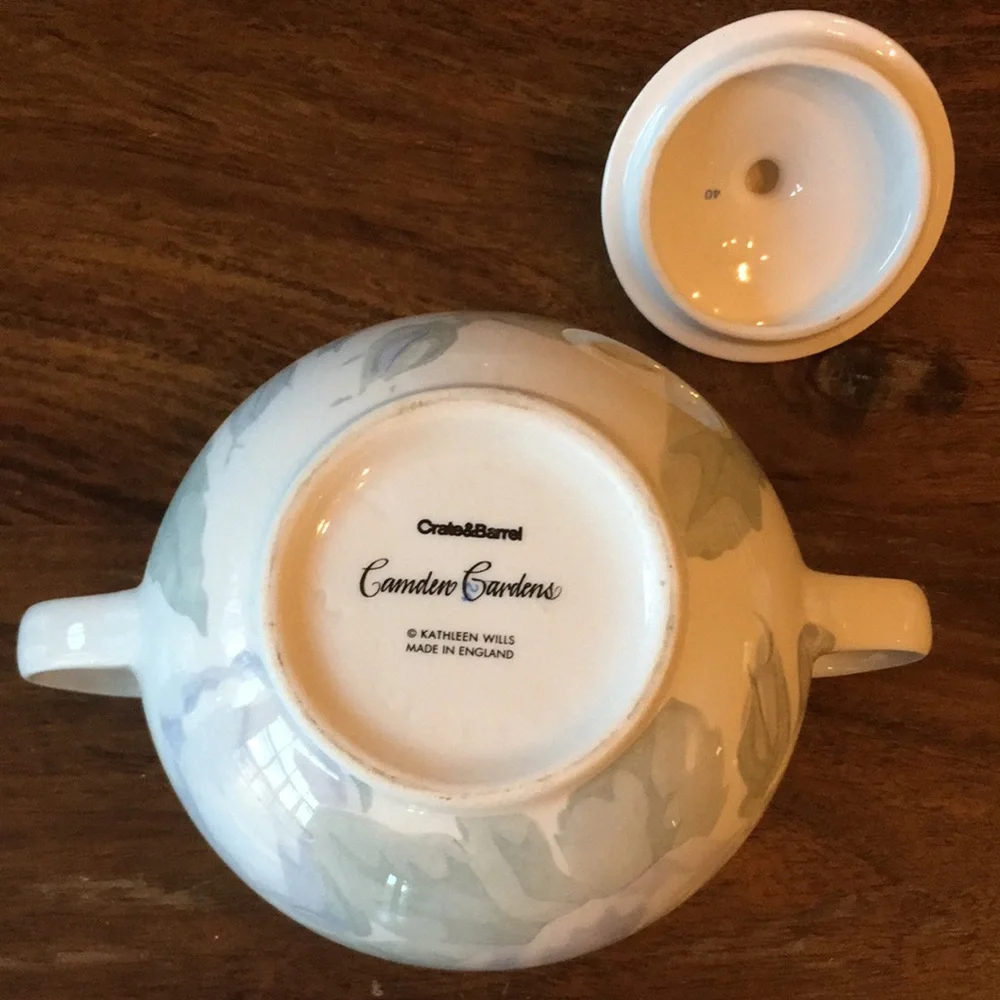 2 Crate & Barrel Creamer & Sugar Bowl Camden Gardens by Kathleen Wills England